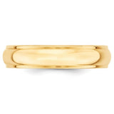14K Yellow Gold Half-Round Domed Wedding Band With Fancy Edge 5mm Comfort Fit