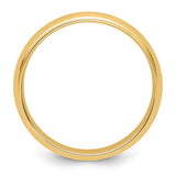 14K Yellow Gold Half Round Solid Wedding Band With Fancy Edge, 6mm Domed