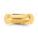 10k Yellow Gold Domed wedding band ring detail view