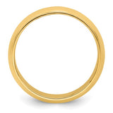 14K Yellow Gold Half Round Wedding Band, 8mm Domed Ring With Fancy Edge