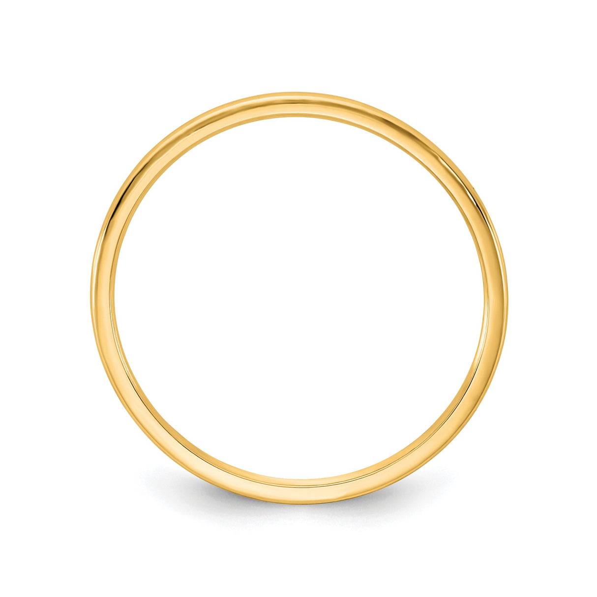 14k Yellow Gold Domed, Lightweight wedding band ring alternate angle