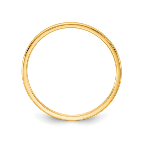 14k Yellow Gold Domed, Lightweight wedding band ring alternate angle