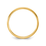 14k Yellow Gold Domed, Lightweight wedding band ring alternate angle