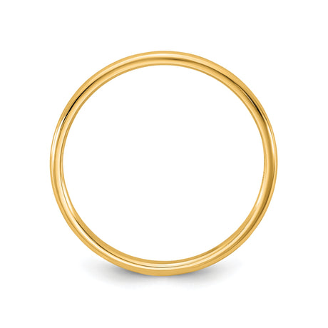 14k Yellow Gold Domed, Lightweight wedding band ring alternate angle
