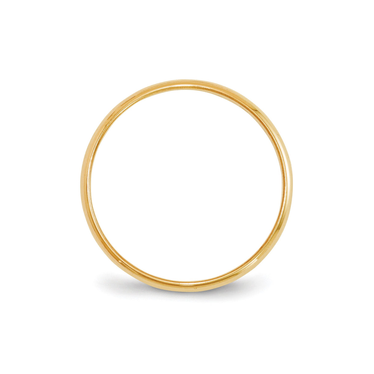 14k Yellow Gold Domed, Lightweight wedding band ring alternate angle