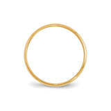14k Yellow Gold Domed, Lightweight wedding band ring alternate angle