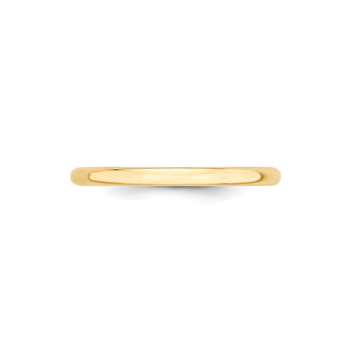 14k Yellow Gold Domed, Lightweight wedding band ring detail view