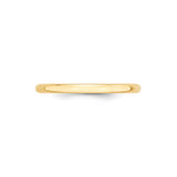 14k Yellow Gold Domed, Lightweight wedding band ring detail view