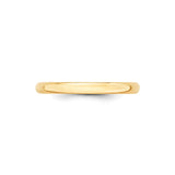 14k Yellow Gold Domed, Lightweight wedding band ring alternate angle
