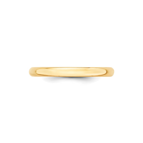 14k Yellow Gold Domed, Lightweight wedding band ring alternate angle