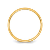 14k Yellow Gold Domed, Lightweight wedding band ring alternate angle