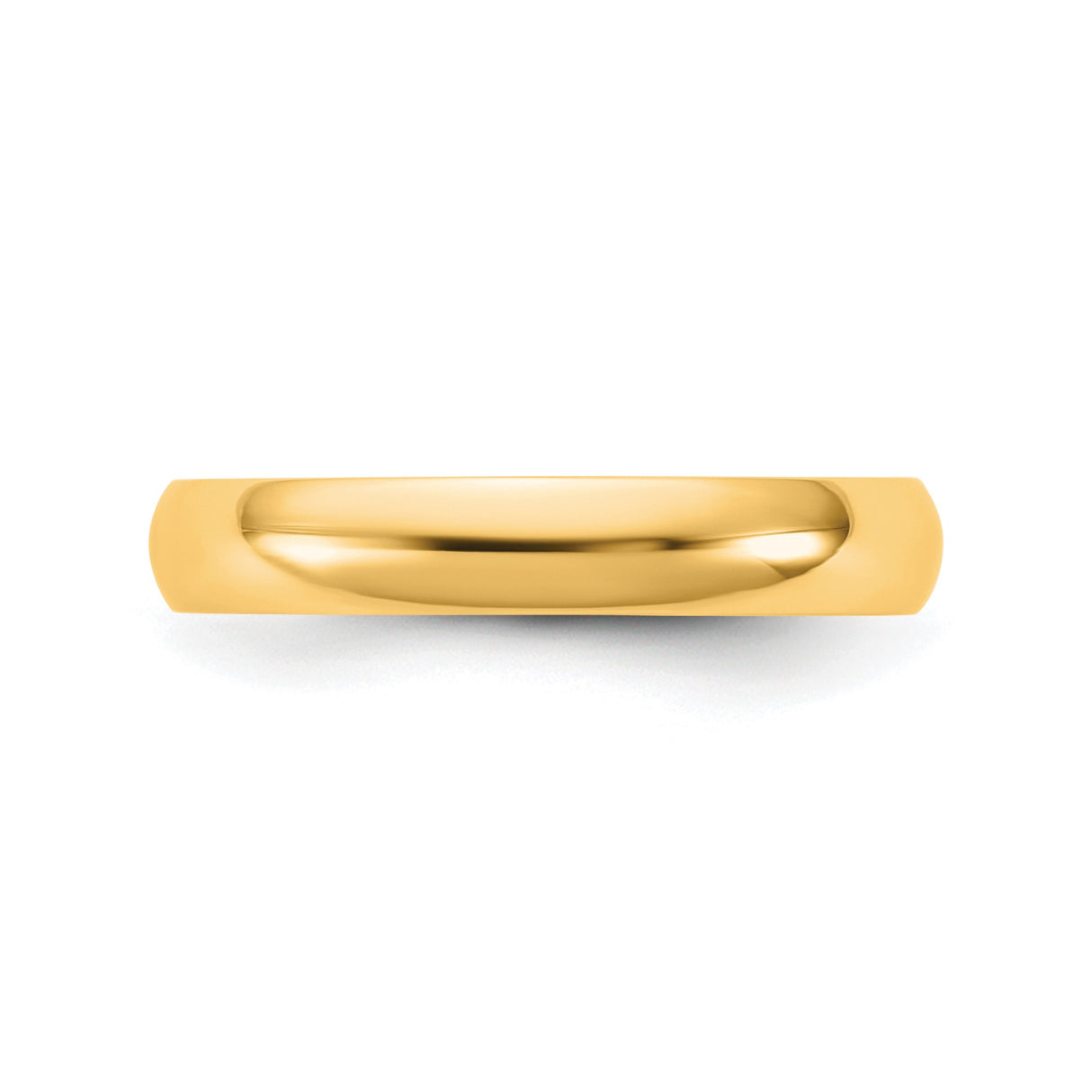 14k Yellow Gold Domed, Lightweight wedding band ring detail view