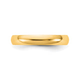 14k Yellow Gold Domed, Lightweight wedding band ring detail view
