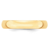 14K Yellow Gold Domed Half Round Wedding Band Lightweight 4mm Polished Finish