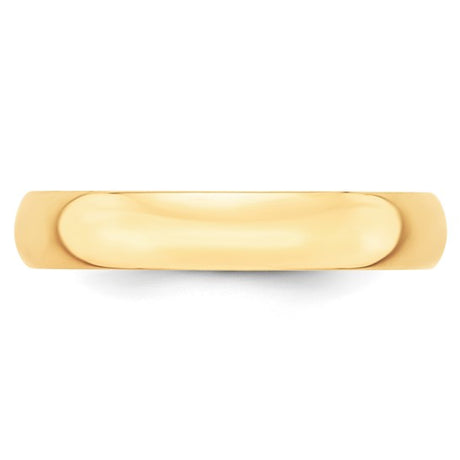 14K Yellow Gold Domed Half Round Wedding Band Lightweight 4mm Polished Finish