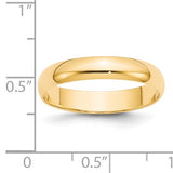 14K Yellow Gold Domed Half Round Wedding Band Lightweight 4mm Polished Finish