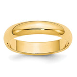 14K Yellow Gold Domed Half Round Wedding Band Lightweight 4mm Polished Finish