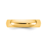 14k Yellow Gold Domed, Lightweight wedding band ring detail view