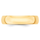 14K Yellow Gold Half-Round Wedding Band, Lightweight Solid 5mm Ring, Timeless