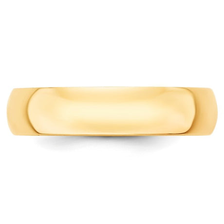 14K Yellow Gold Half-Round Wedding Band, Lightweight Solid 5mm Ring, Timeless