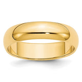 14K Yellow Gold Half-Round Wedding Band, Lightweight Solid 5mm Ring, Timeless