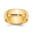 14k Yellow Gold Domed, Lightweight wedding band ring