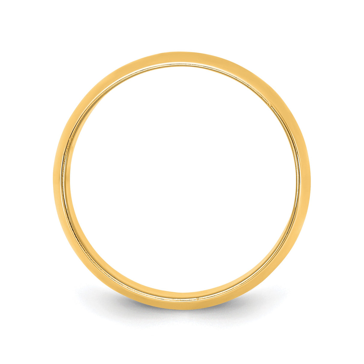 14k Yellow Gold Domed, Lightweight wedding band ring alternate angle
