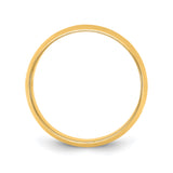 14k Yellow Gold Domed, Lightweight wedding band ring alternate angle