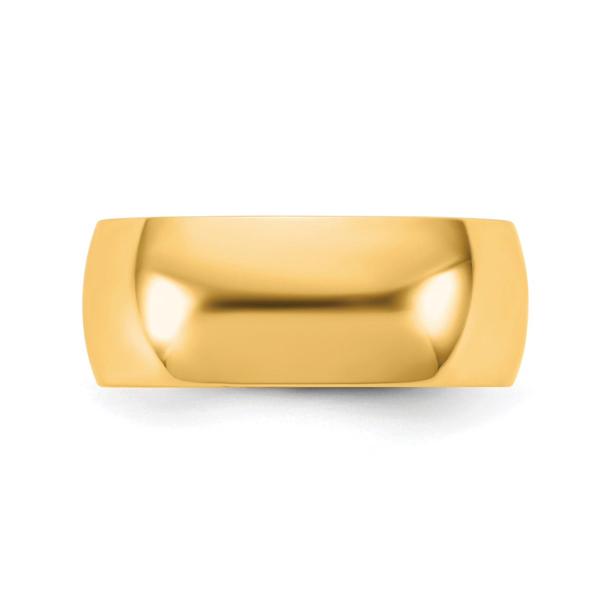 14k Yellow Gold Domed, Lightweight wedding band ring detail view