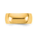 14k Yellow Gold Domed, Lightweight wedding band ring detail view