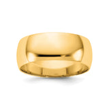 14k Yellow Gold Domed, Lightweight wedding band ring
