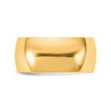 10k Yellow Gold Domed, Lightweight wedding band ring detail view