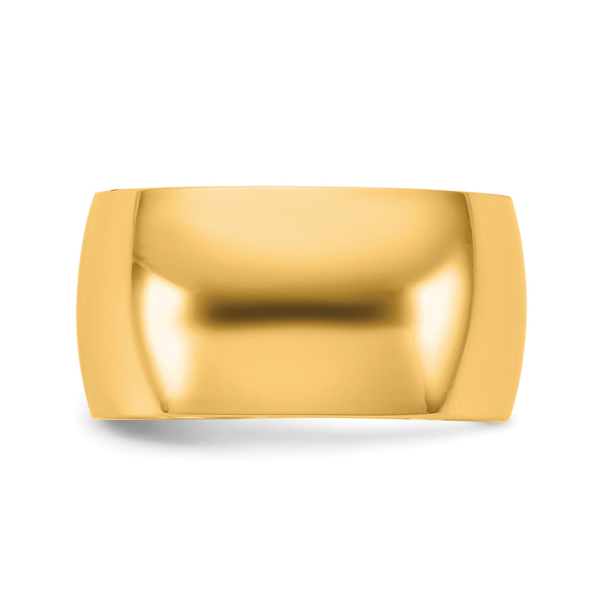 14k Yellow Gold Domed, Lightweight wedding band ring detail view
