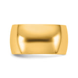14k Yellow Gold Domed, Lightweight wedding band ring detail view