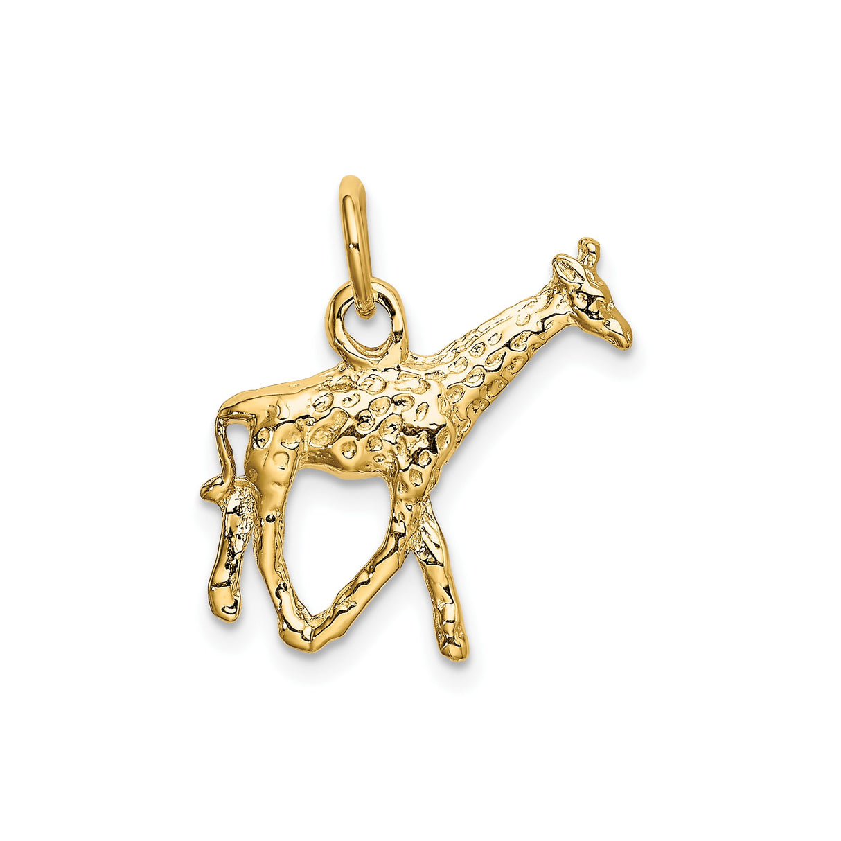 14k Yellow Gold Giraffe Charm Pendant, Detailed Safari Animal Design, Unisex Wildlife Jewelry