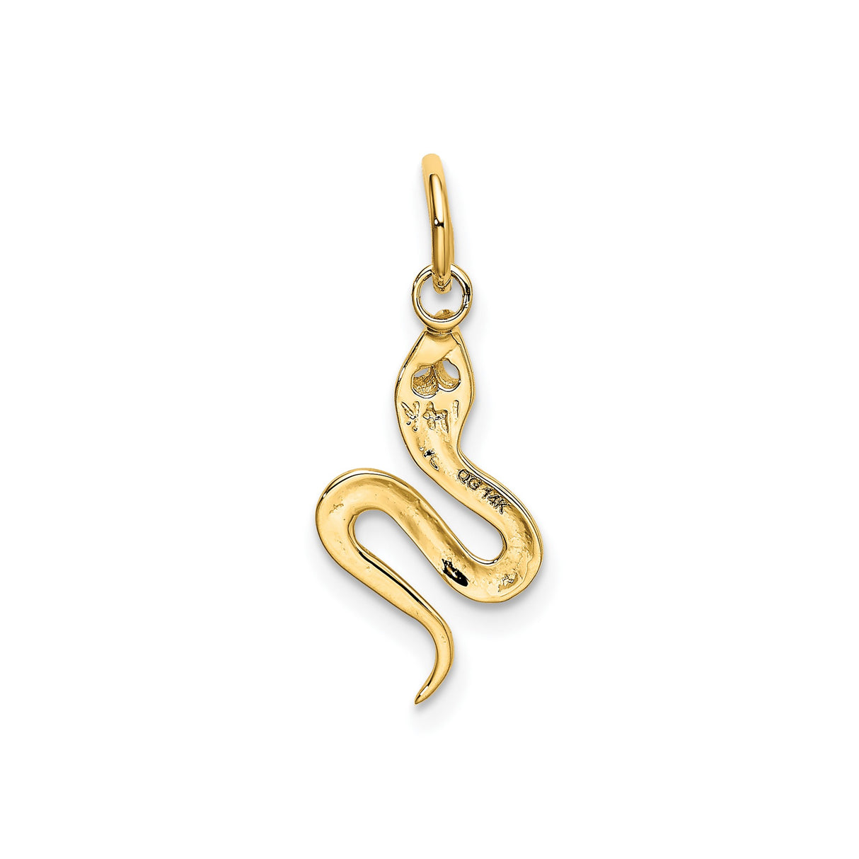 14k Yellow Gold Snake Pendant, Sleek Serpent Charm with Cutout Eyes, Spiritual Totem Jewelry