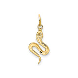 14k Yellow Gold Snake Pendant, Sleek Serpent Charm with Cutout Eyes, Spiritual Totem Jewelry