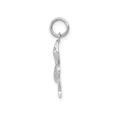 14k White Gold Snake Pendant, Curved Serpent Charm, Minimalist Gothic or Boho Style for Women