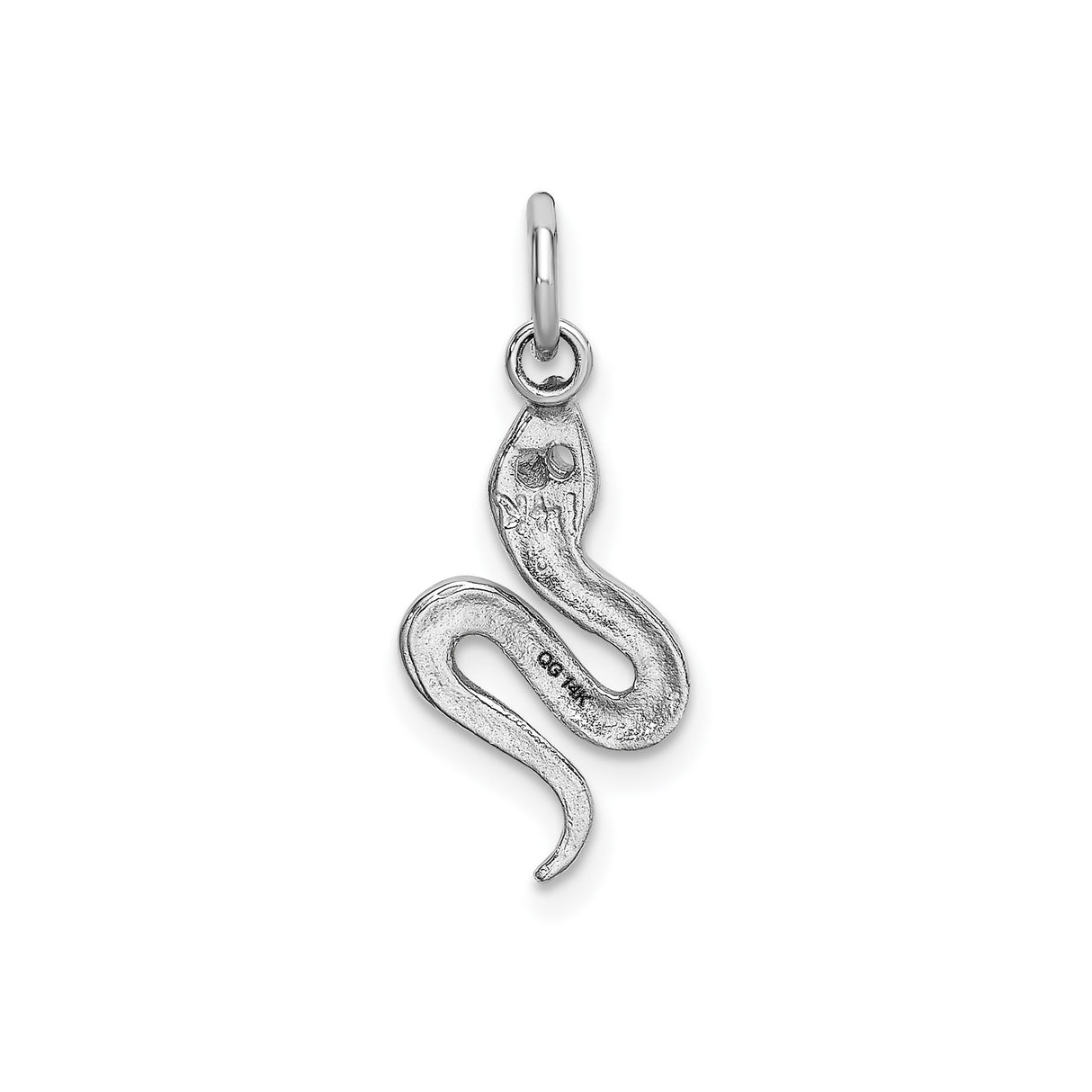 14k White Gold Snake Pendant, Curved Serpent Charm, Minimalist Gothic or Boho Style for Women