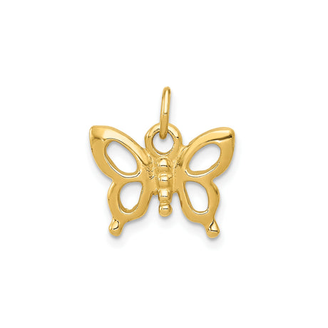 14k Yellow Gold Butterfly Pendant with Openwork Design, Nature Inspired Minimalist Jewelry