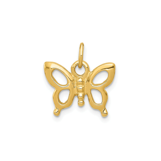 14k Yellow Gold Butterfly Pendant with Openwork Design, Nature Inspired Minimalist Jewelry