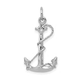 14k White Gold Anchor Pendant with Wrapped Rope Design, Nautical Faith and Strength Symbol