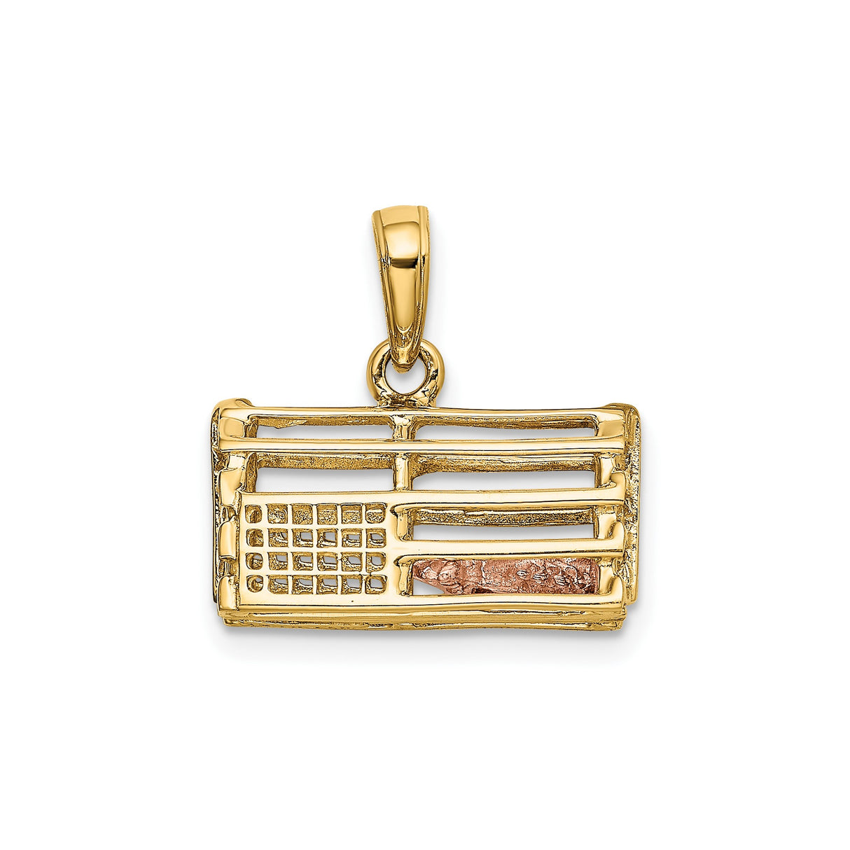 14k Two-Tone Gold Baseball Dugout Pendant with Rose Gold Glove and Ball Detail