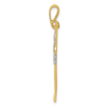 14k Two-Tone Gold Hockey Pendant with Realistic Glove and Stick Design