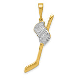 14k Two-Tone Gold Hockey Pendant with Realistic Glove and Stick Design