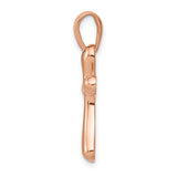 Latin Cross With Angled Bottom Charm Pendant in Real 14k Rose Gold