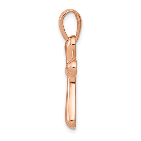 14k Rose Gold Cross Pendant, Minimalist Latin Style with Rounded Edges for Men and Women
