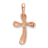 Latin Cross With Angled Bottom Charm Pendant in Real 14k Rose Gold