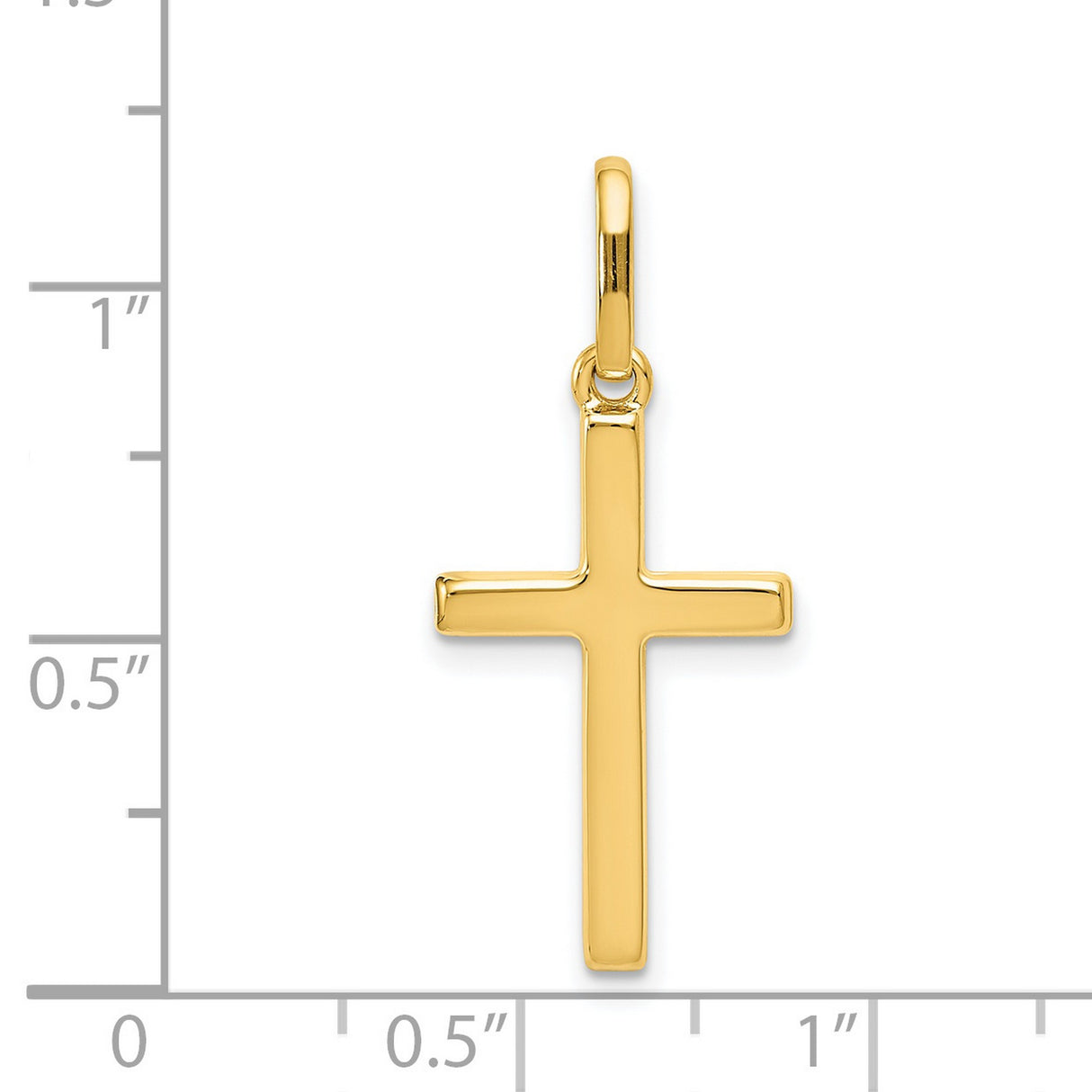 Hollow Latin Cross Charm Pendant in Real 14k Yellow Gold