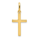 Hollow Latin Cross Charm Pendant in Real 14k Yellow Gold